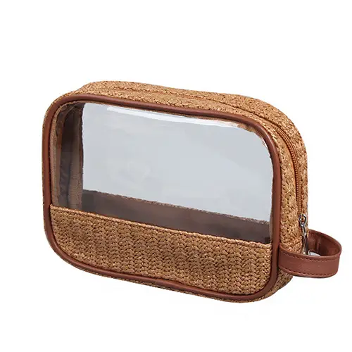 2026 New Arrival Custom Straw Travel Clear Pvc Best Toiletry Bag For Men